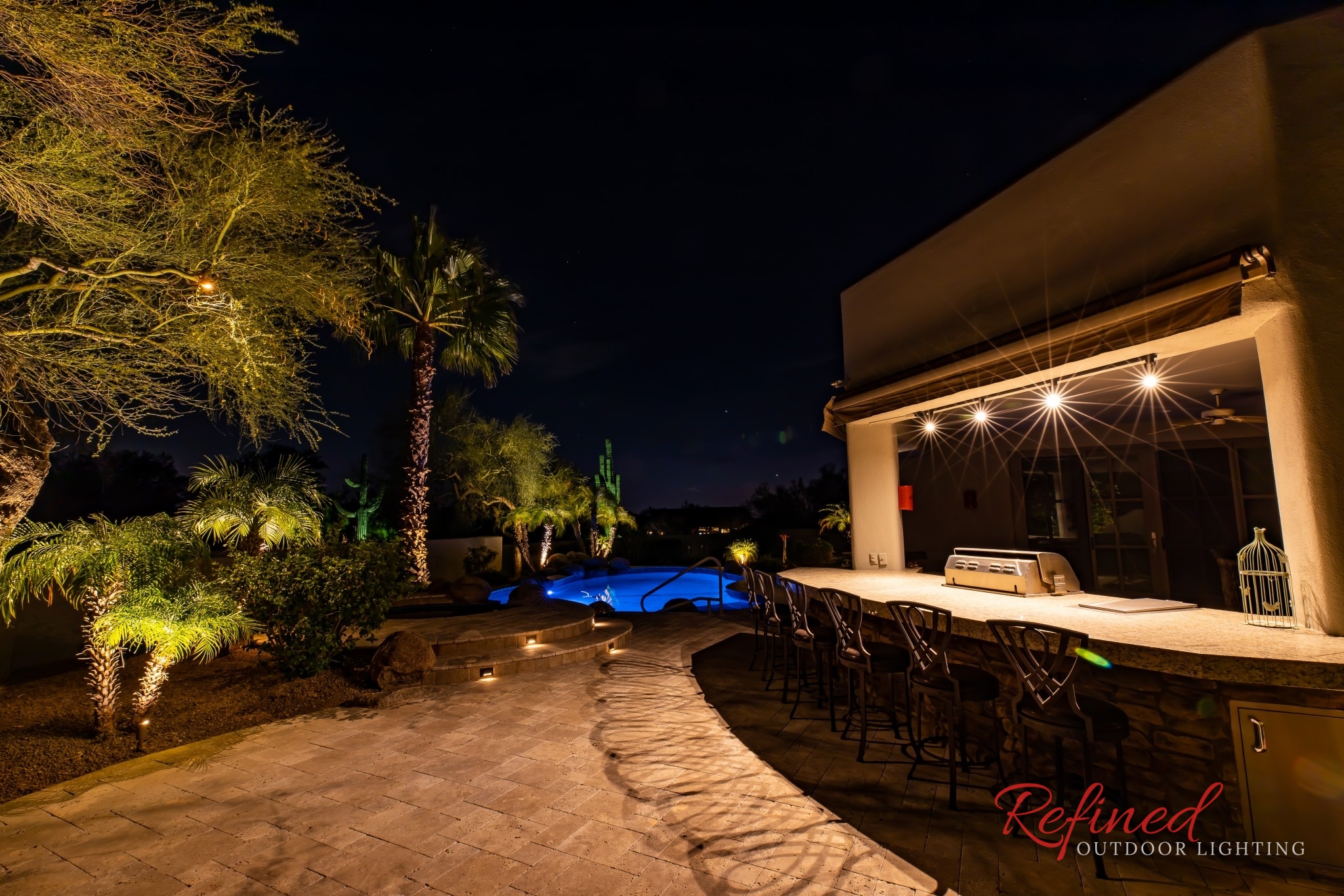 At-home outside bar patio pool area