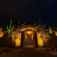 Spanish-inspired Scottsdale home with exterior lighting
