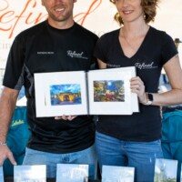 Patrick Ryan and wife Nicole showcasing landscape lighting work
