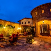 illuminating outdoor courtyard living area
