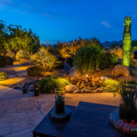 Phoenix backyard oasis at night