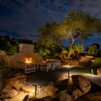 Arizona backyard fire pit area