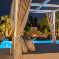 cabana at night