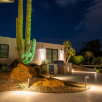 patio and cactus lighting in Paradise Valley, Arizona